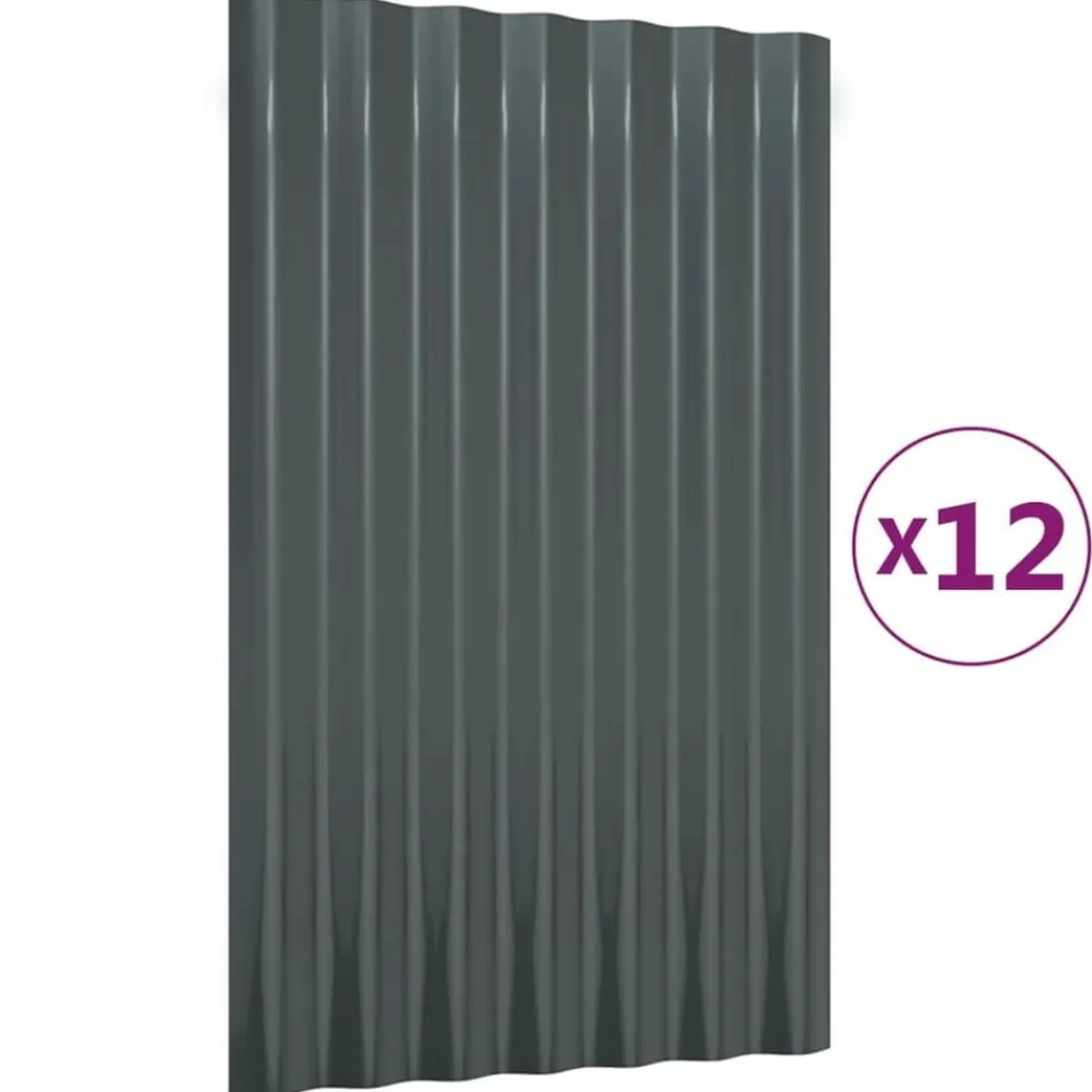 vidaXL Materiales De Construcción-Paneles tejado 12 unidades acero galvanizado 60x36 cm