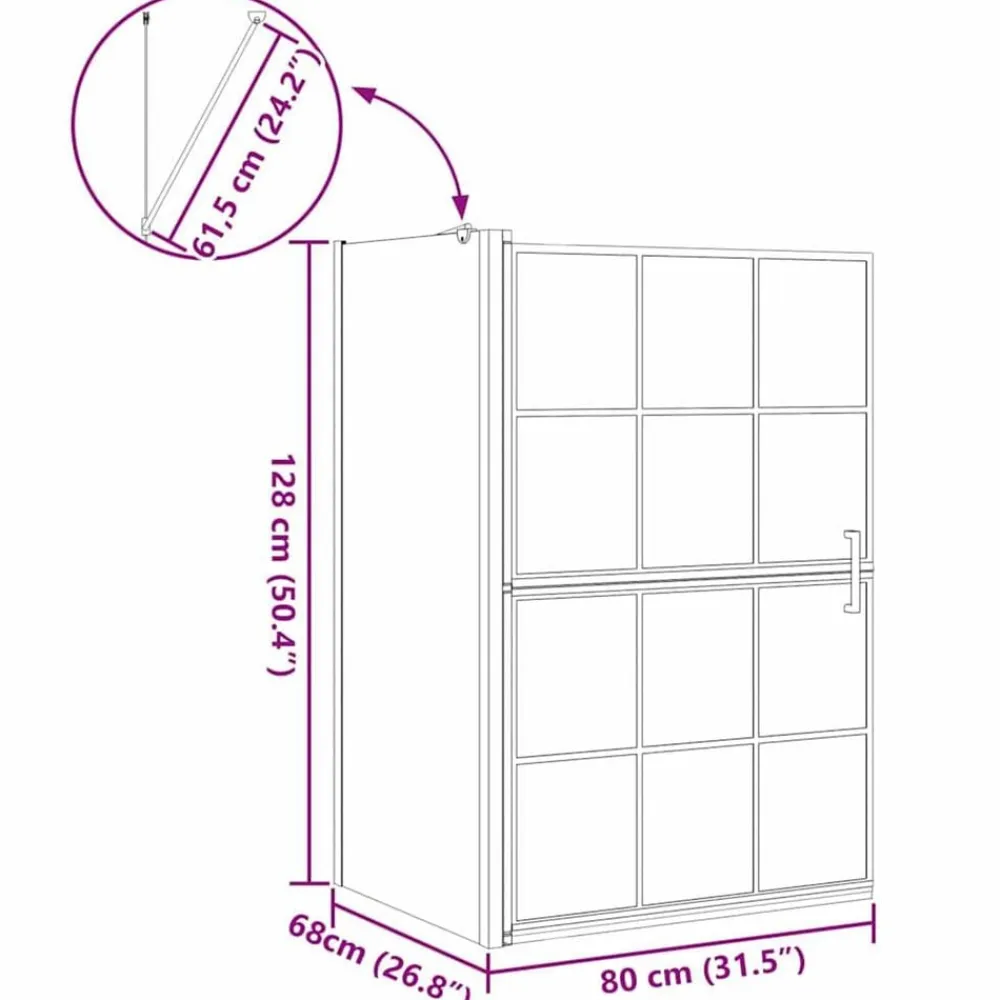 vidaXL Pantalla de ducha de baño Manual 116 x 68 x 128 cm Clearance