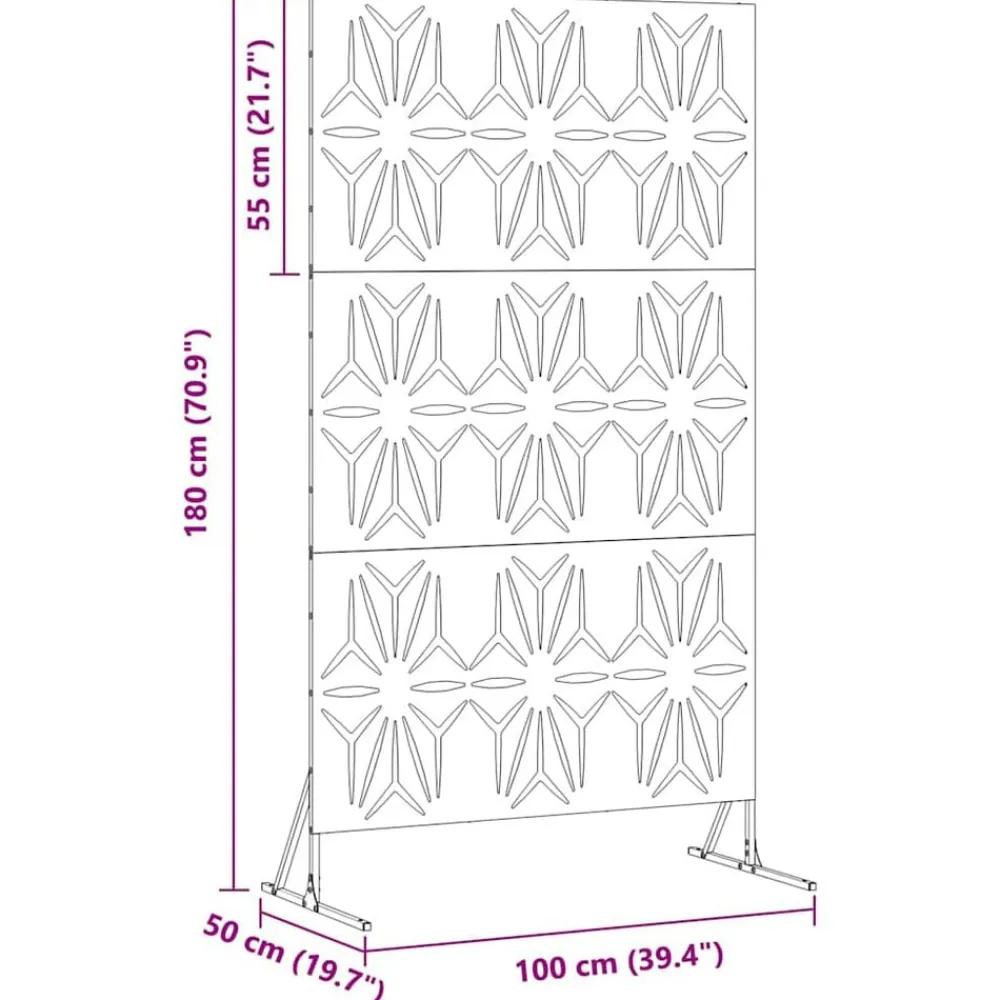 vidaXL Vallas De Jardín-Pantalla de Privacidad Gris 100 x 50 x 180 cm Acero