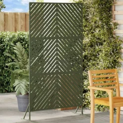 vidaXL Pantalla de Privacidad Oliva 100 x 50 x 180 cm Acero Verde oliva Discount