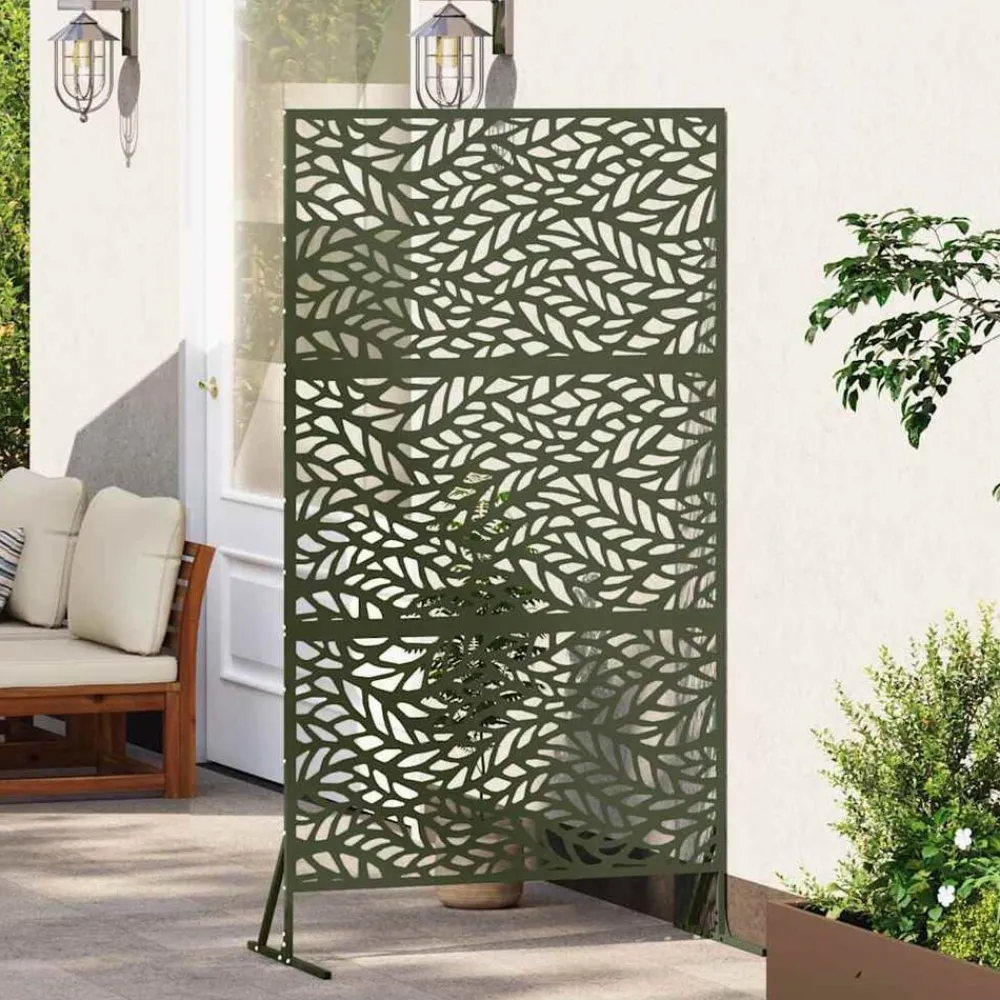 vidaXL Pantalla de Privacidad Oliva 100 x 50 x 180 cm Acero Verde oliva Discount
