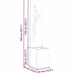 vidaXL Pantalla de Privacidad para Jardín Oxidado 32 x 32 x 150 cm Acero oxidado Discount