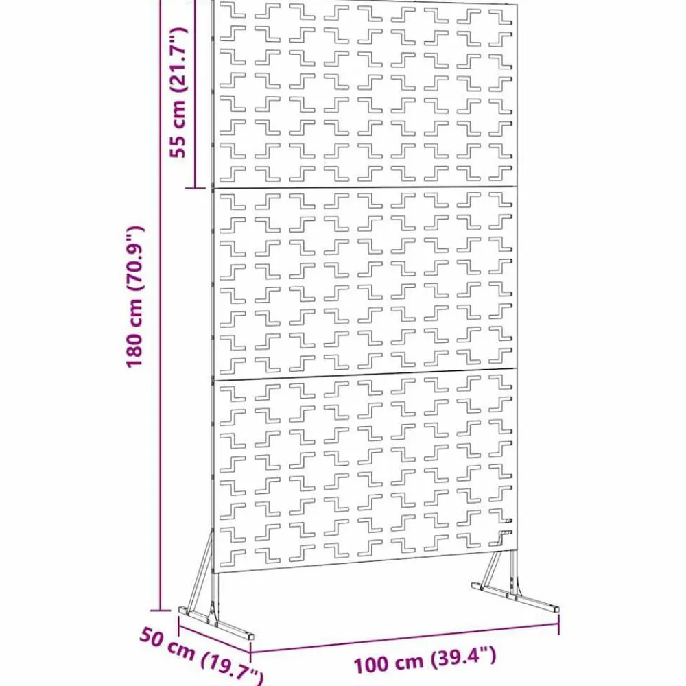 vidaXL Pantalla de Privacidad Gris 100 x 50 x 180 cm Acero Acero galvanizado Outlet