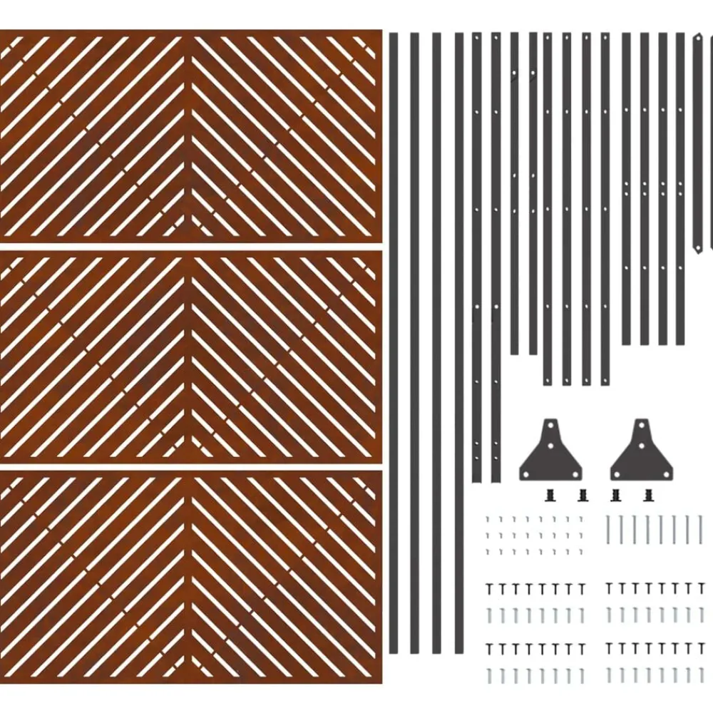 vidaXL Pantalla de Privacidad Gris 100 x 50 x 180 cm Acero Acero oxidado