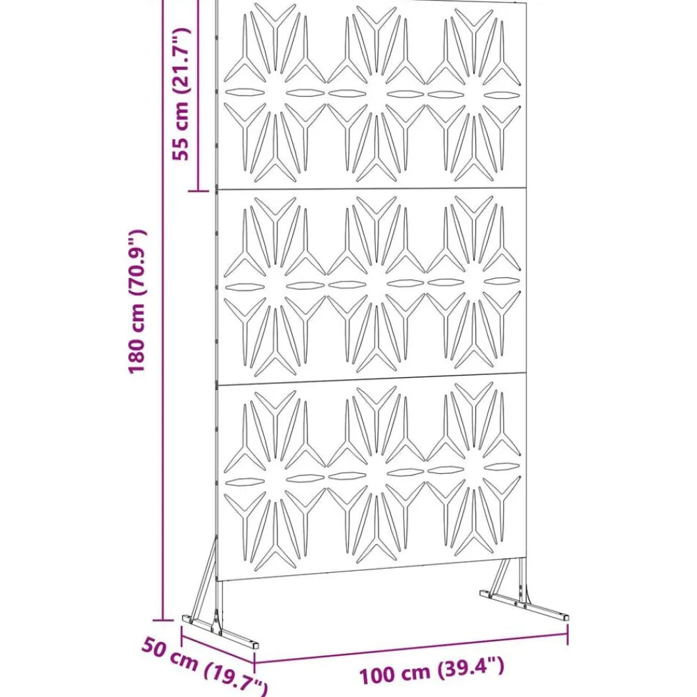 vidaXL Vallas De Jardín-Pantalla de Privacidad Antracita 100 x 50 x 180 cm Acero