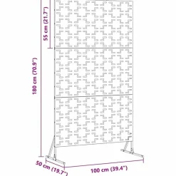 vidaXL Pantalla de Privacidad Gris 100 x 50 x 180 cm Acero Acero inoxidable Hot
