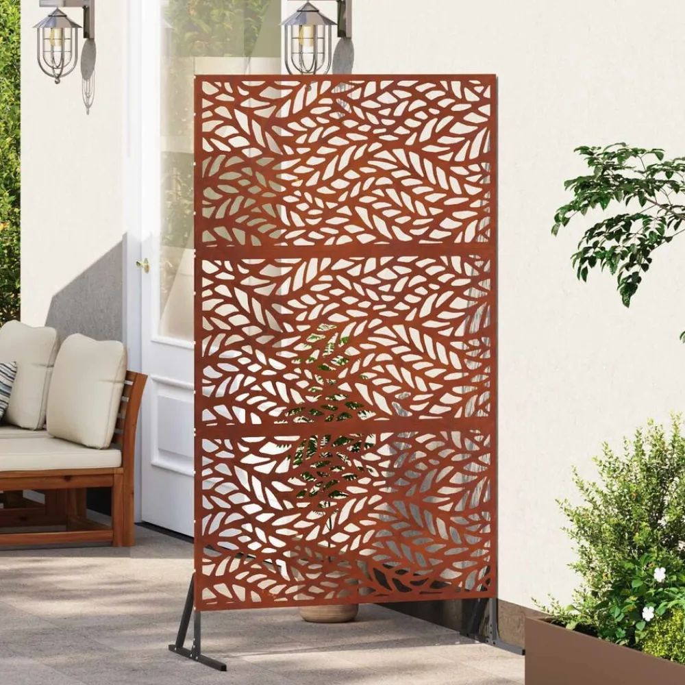 vidaXL Pantalla de Privacidad Gris 100 x 50 x 180 cm Acero oxidado Discount