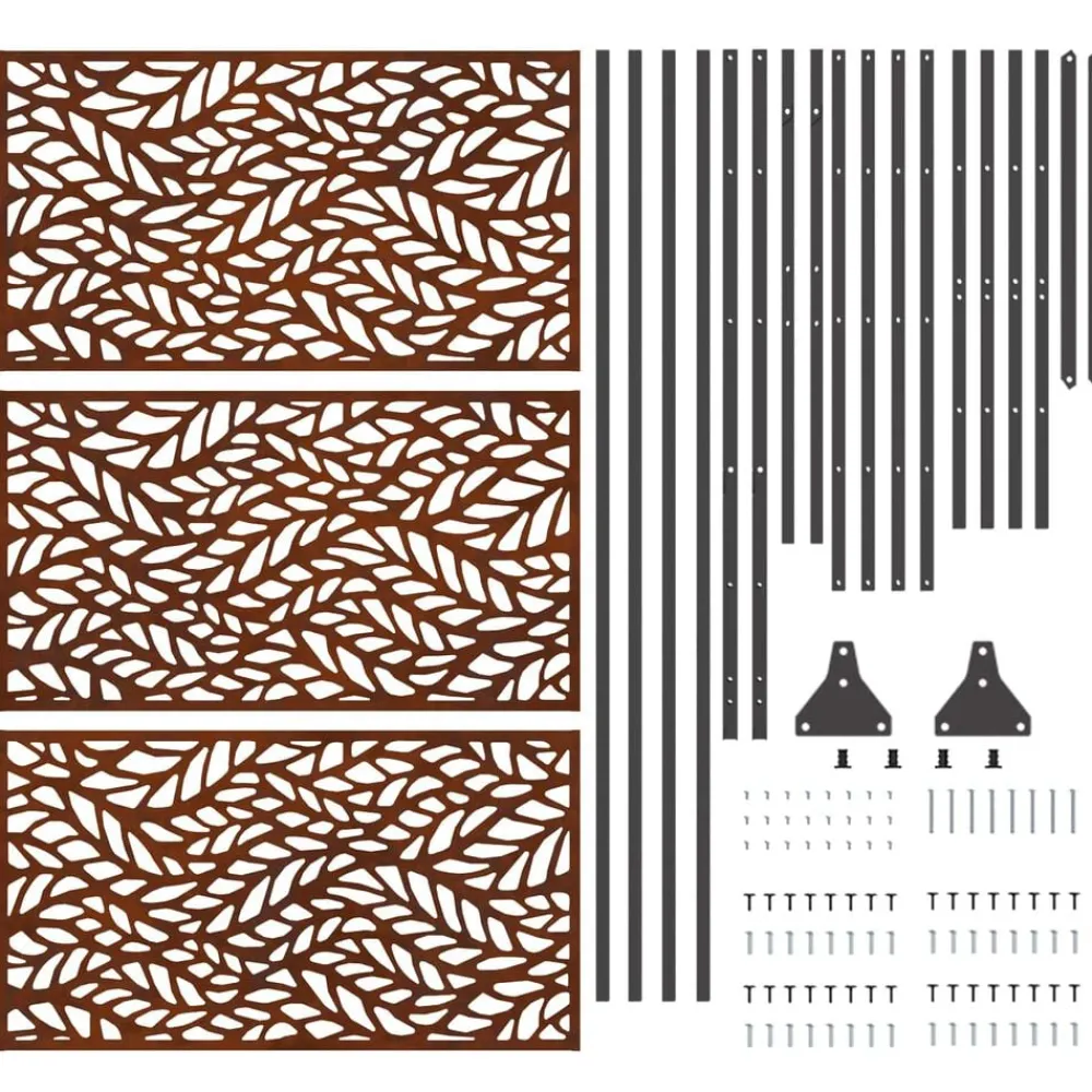 vidaXL Pantalla de Privacidad Gris 100 x 50 x 180 cm Acero oxidado Discount