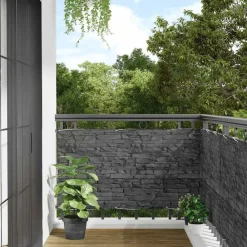 vidaXL Vallas De Jardín-Pantalla de privacidad de balcón PVC look piedra gris 600x120cm