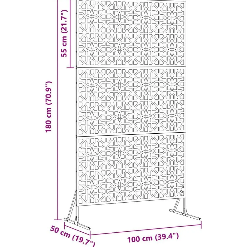 vidaXL Pantalla de Privacidad Antracita 100 x 50 x 180 cm Acero Gris antracita Online