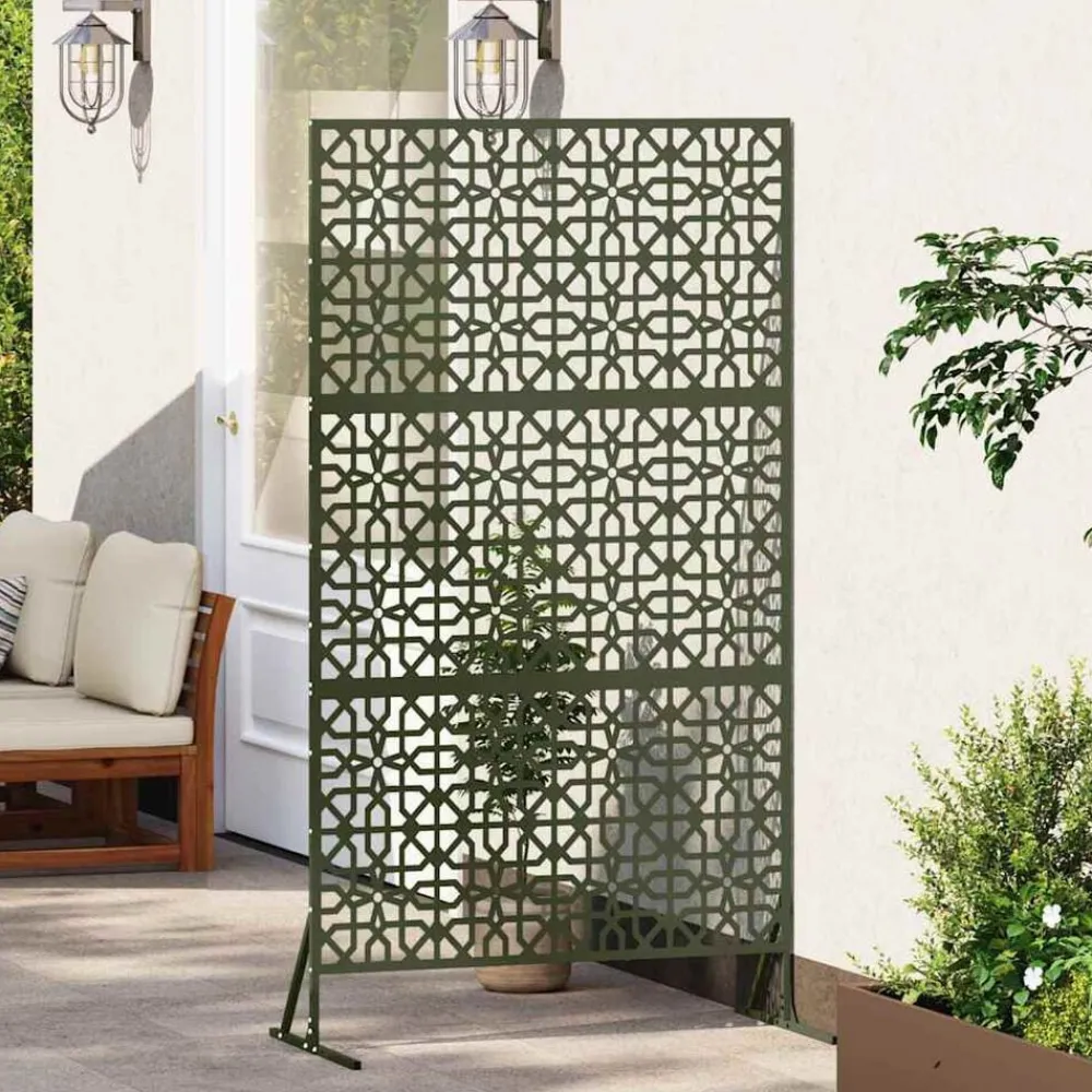 vidaXL Pantalla de Privacidad Oliva 100 x 50 x 180 cm Acero Verde oliva Online