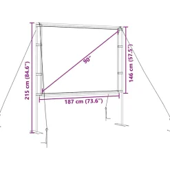 vidaXL Electrónica-Pantalla de proyección con soportes de 90 pulgadas 4:3