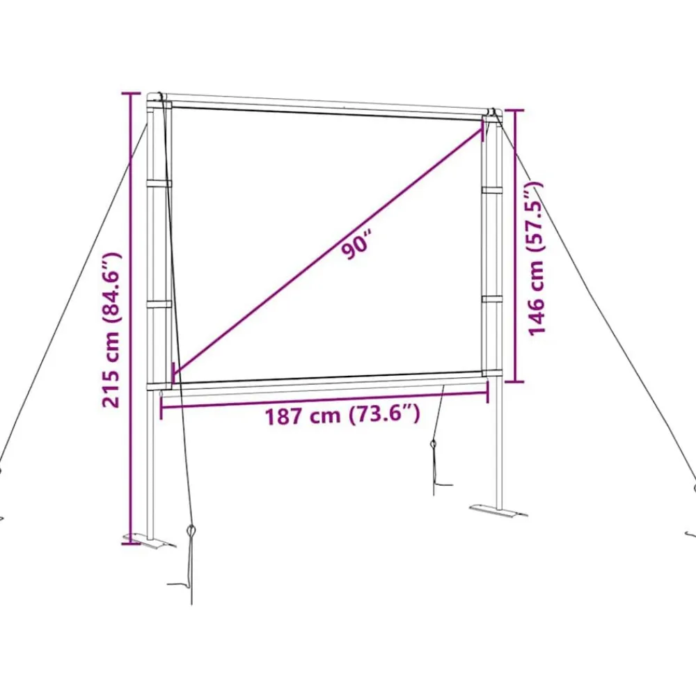 vidaXL Electrónica-Pantalla de proyección con soportes de 90 pulgadas 4:3