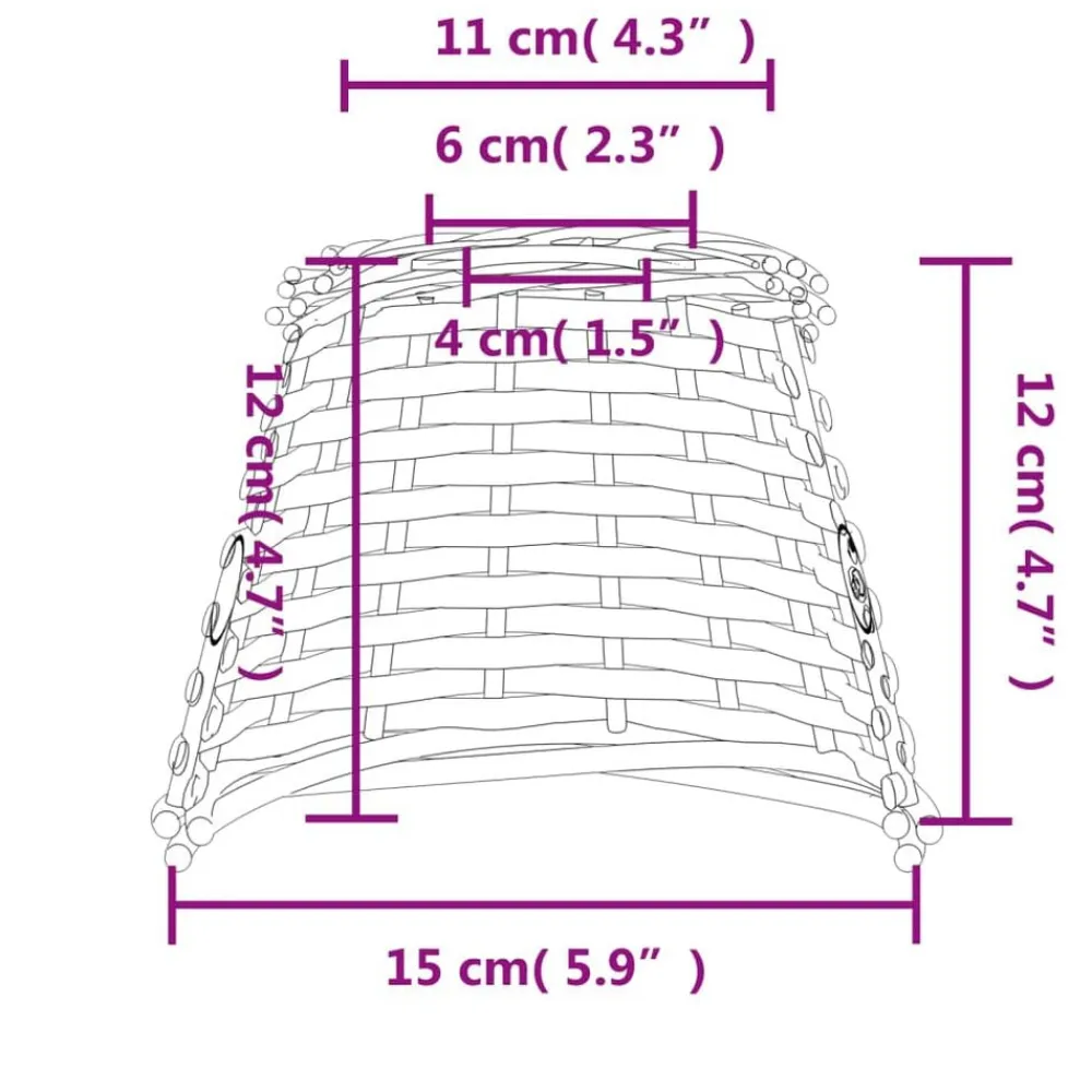 vidaXL Pantalla para lámpara de techo mimbre marrón Ø15x12 cm Marrón Clearance