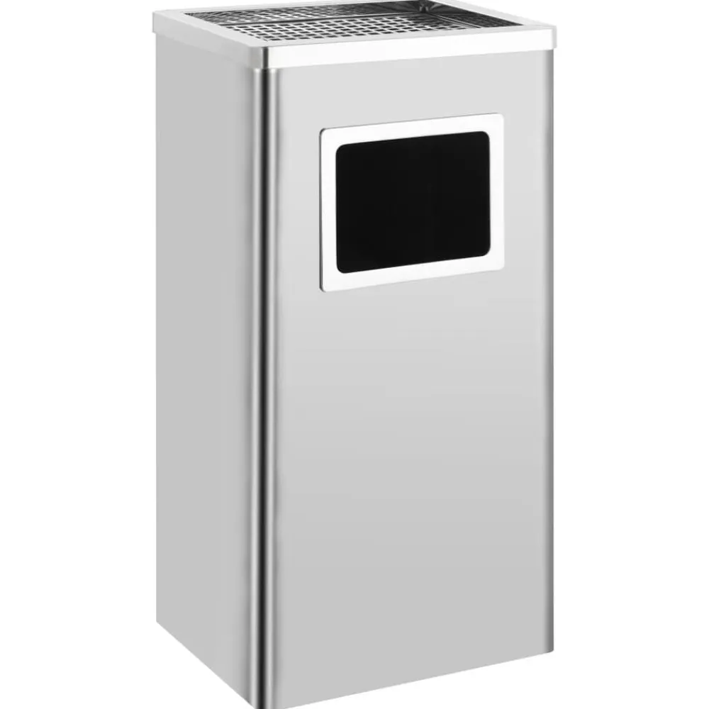 vidaXL Productos Del Hogar-Papelera con cenicero de acero inoxidable 45 L