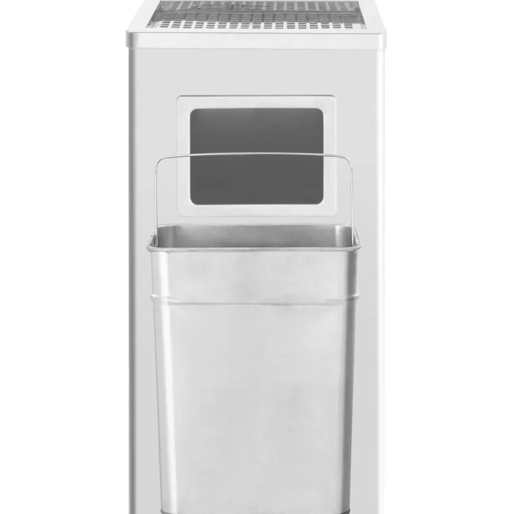 vidaXL Productos Del Hogar-Papelera con cenicero de acero inoxidable 45 L