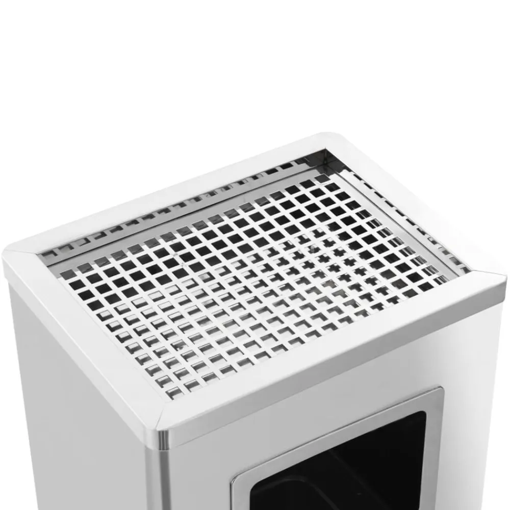 vidaXL Productos Del Hogar-Papelera con cenicero de acero inoxidable 45 L
