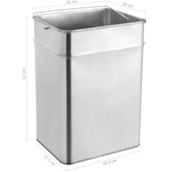 vidaXL Productos Del Hogar-Papelera con cenicero de acero inoxidable 45 L