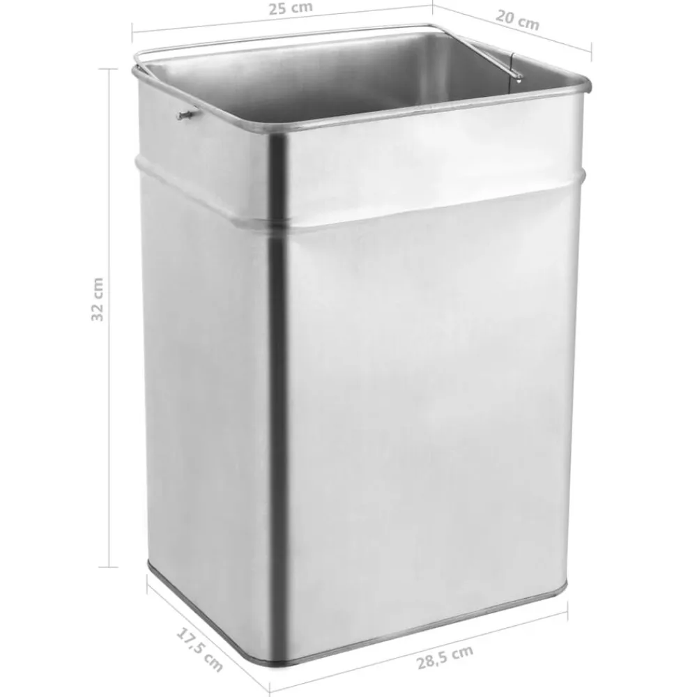 vidaXL Productos Del Hogar-Papelera con cenicero de acero inoxidable 45 L