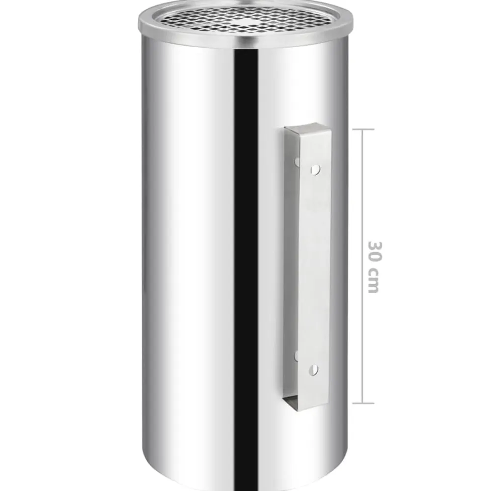 vidaXL Papelera con cenicero de pared acero inxodable 26 L Plateado Sale