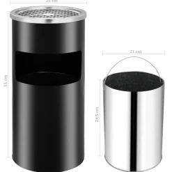 vidaXL Accesorios Para Fumadores-Papelera con cenicero de pared acero 26 L