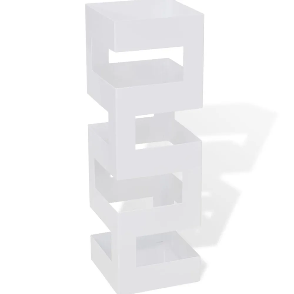 vidaXL Productos Del Hogar-Paragüero cuadrado soporte de bastones acero 48,5 cm