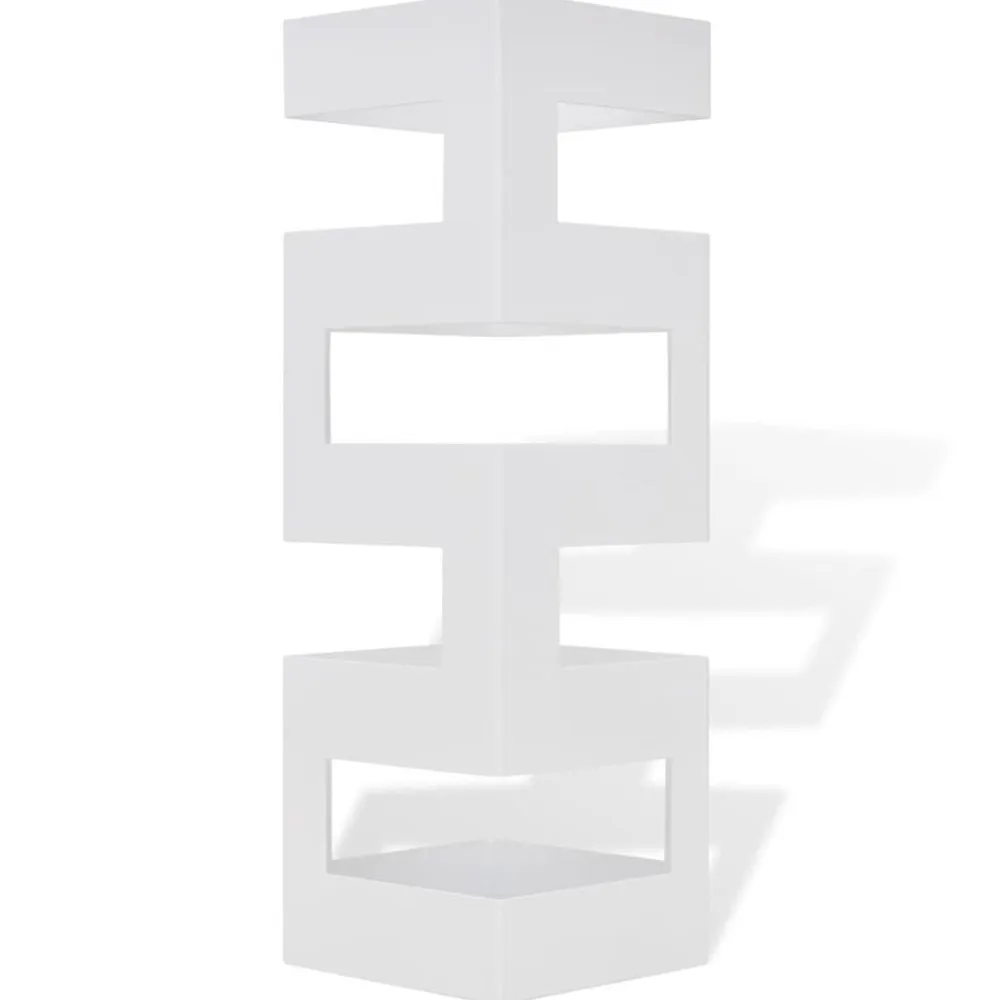 vidaXL Productos Del Hogar-Paragüero cuadrado soporte de bastones acero 48,5 cm