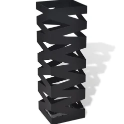vidaXL Paragüero cuadrado soporte para bastones de acero 48,5 cm Negro