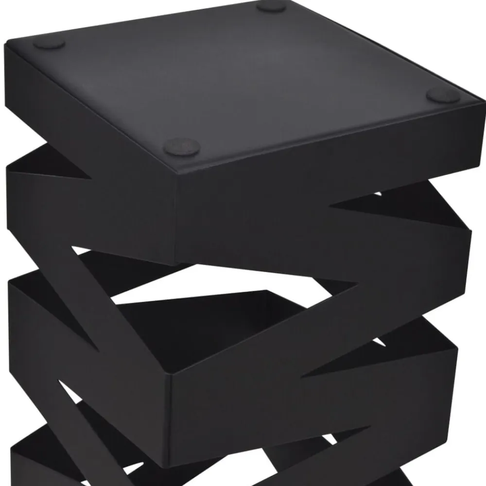 vidaXL Paragüero cuadrado soporte para bastones de acero 48,5 cm Negro
