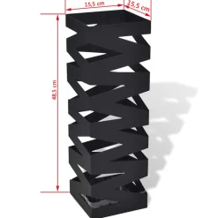 vidaXL Paragüero cuadrado soporte para bastones de acero 48,5 cm Negro