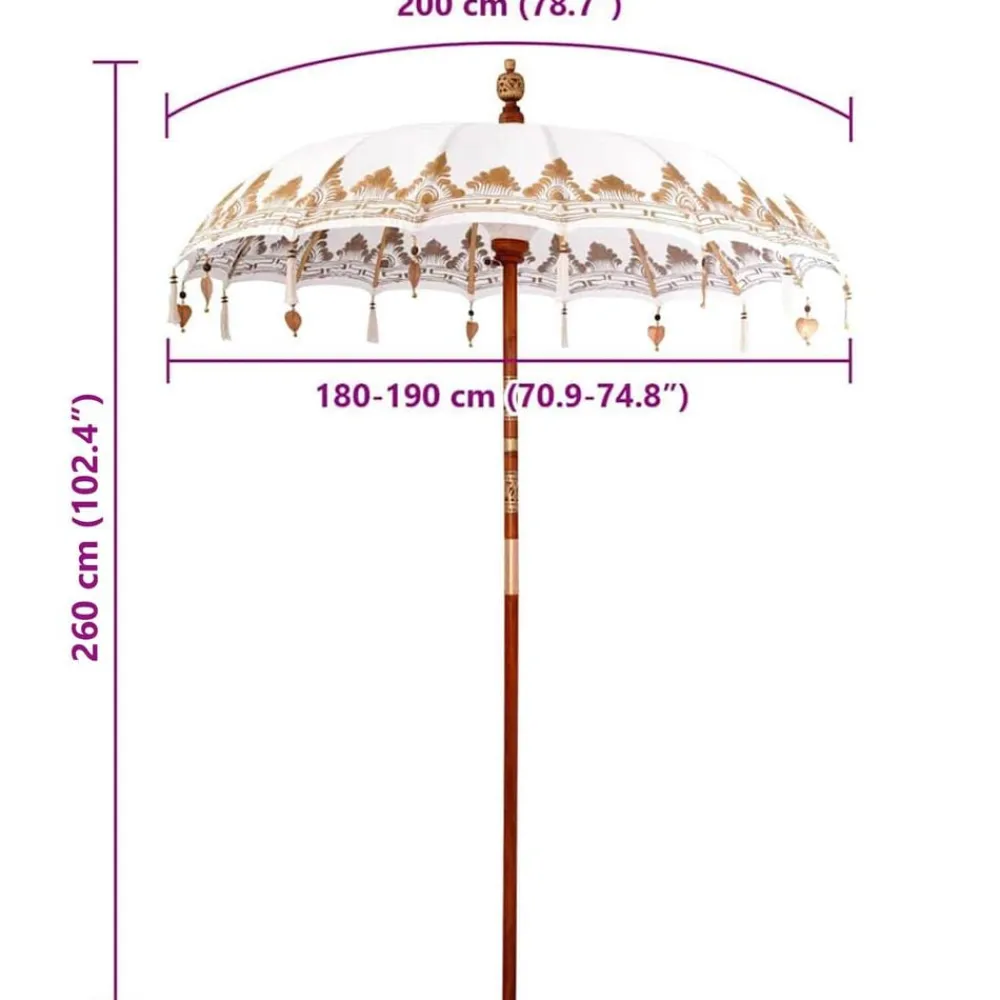 vidaXL Parasol Balinés 185 x 185 x 260 cm Algodón Crema Online
