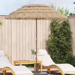 vidaXL Parasol de playa Natural 255 x 255 x 255 cm Poliéster y Acero Clearance