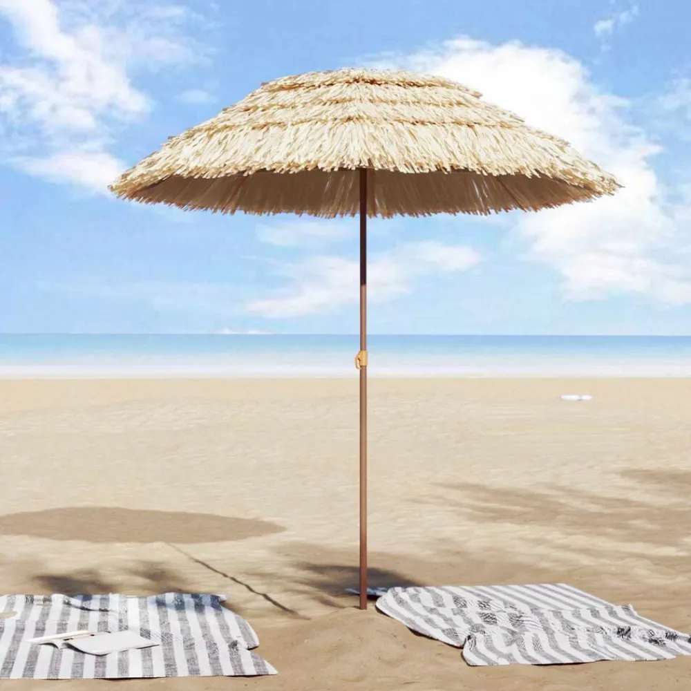 vidaXL Parasol de playa Natural 255 x 255 x 255 cm Poliéster y Acero Clearance