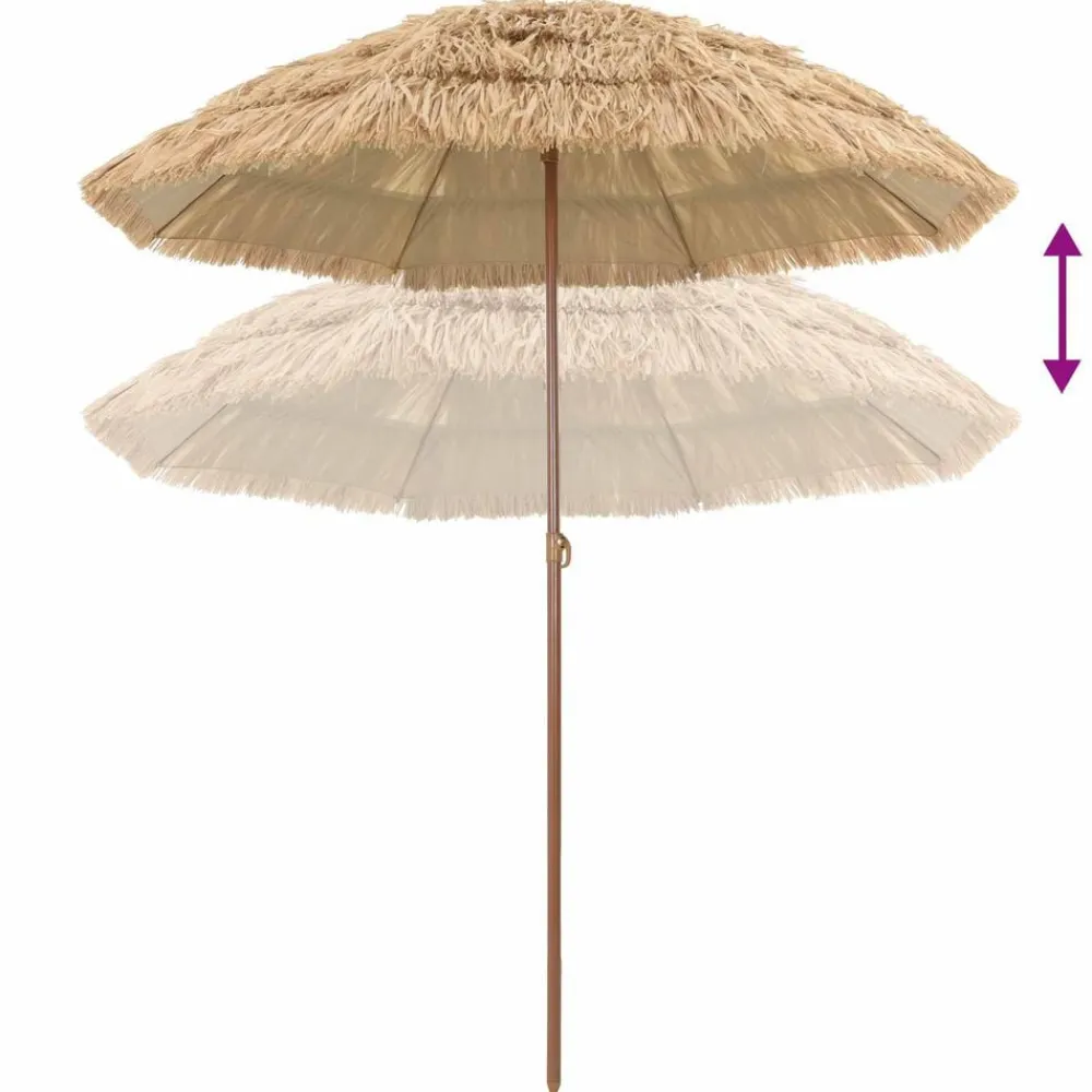 vidaXL Parasol de playa Natural 255 x 255 x 255 cm Poliéster y Acero Clearance