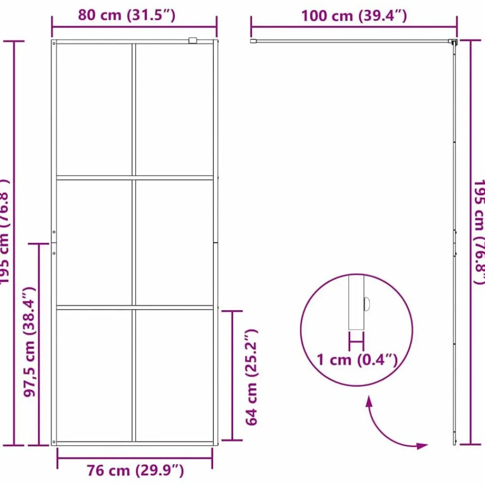 vidaXL Fontanería-Pared de Ducha Walk-in 80 x 195 cm vidrio templado