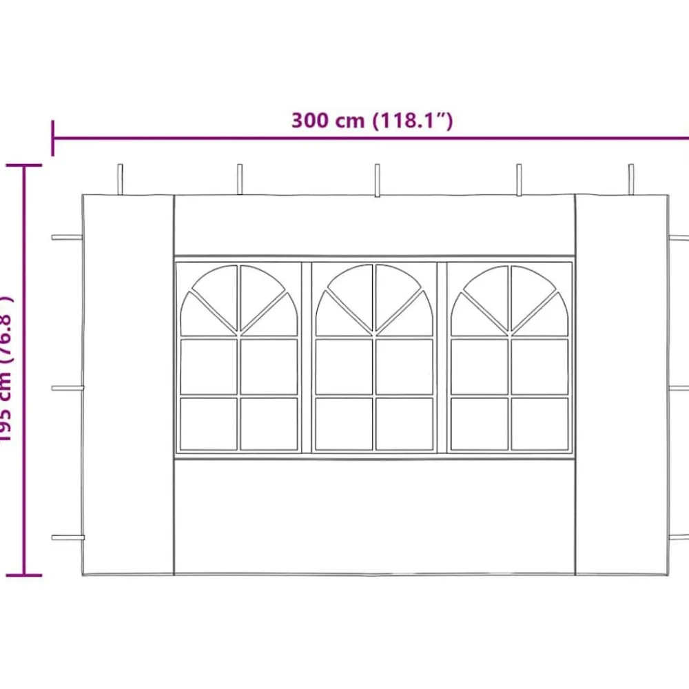 vidaXL Jardín-Paredes laterales de carpa de fiesta con ventana 2 uds PE