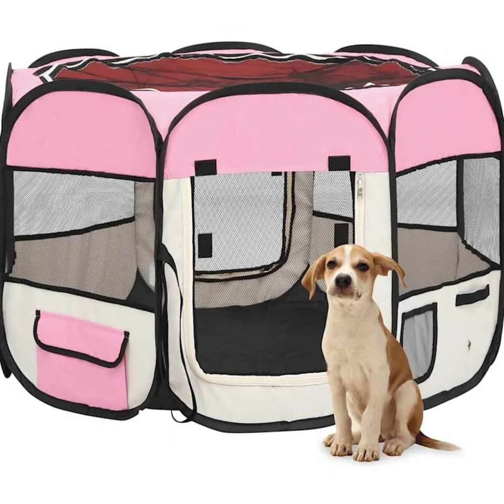 vidaXL Productos Para Mascotas-Parque de perros plegable bolsa de transporte 90x90x58 cm