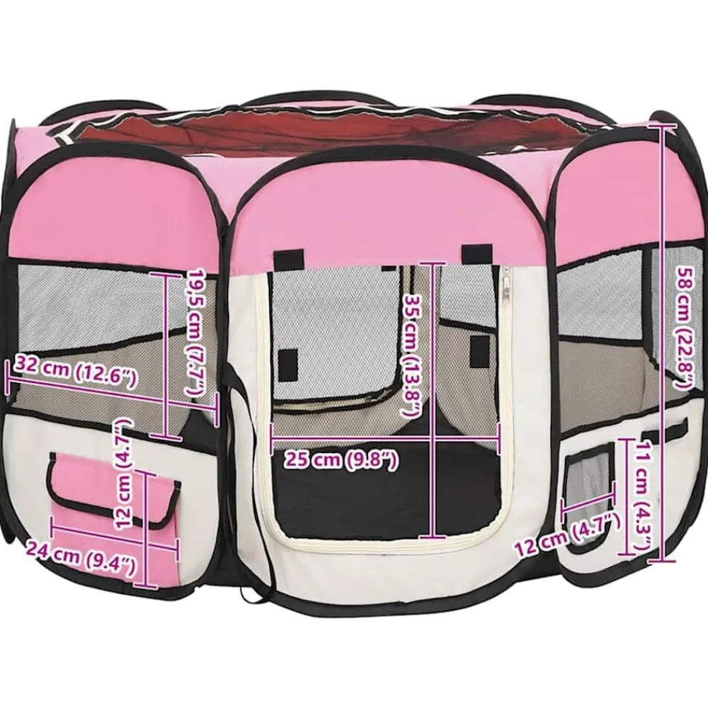 vidaXL Productos Para Mascotas-Parque de perros plegable bolsa de transporte 90x90x58 cm