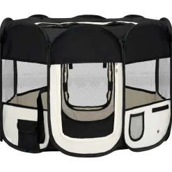 vidaXL Parque de perros plegable bolsa de transporte 90x90x58 cm Negro Hot