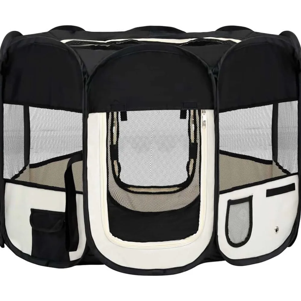 vidaXL Parque de perros plegable bolsa de transporte 90x90x58 cm Negro Hot