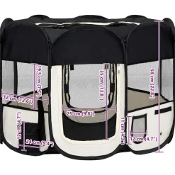 vidaXL Parque de perros plegable bolsa de transporte 90x90x58 cm Negro Hot