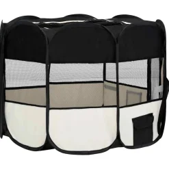 vidaXL Parque de perros plegable bolsa de transporte 90x90x58 cm Negro Hot