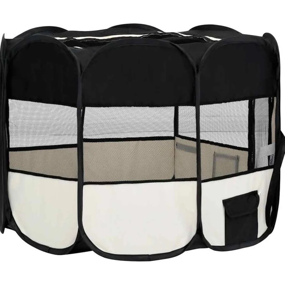 vidaXL Parque de perros plegable bolsa de transporte 90x90x58 cm Negro Hot
