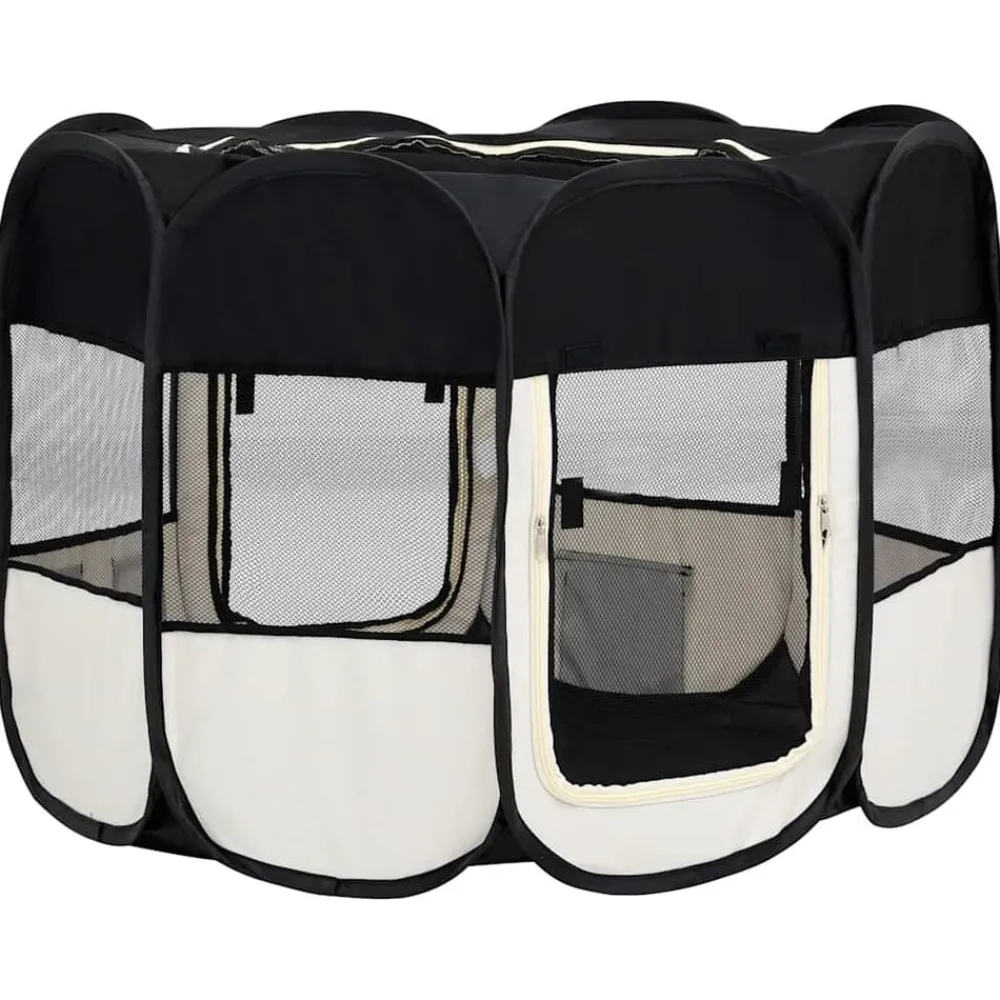 vidaXL Parque de perros plegable bolsa de transporte 90x90x58 cm Negro Hot