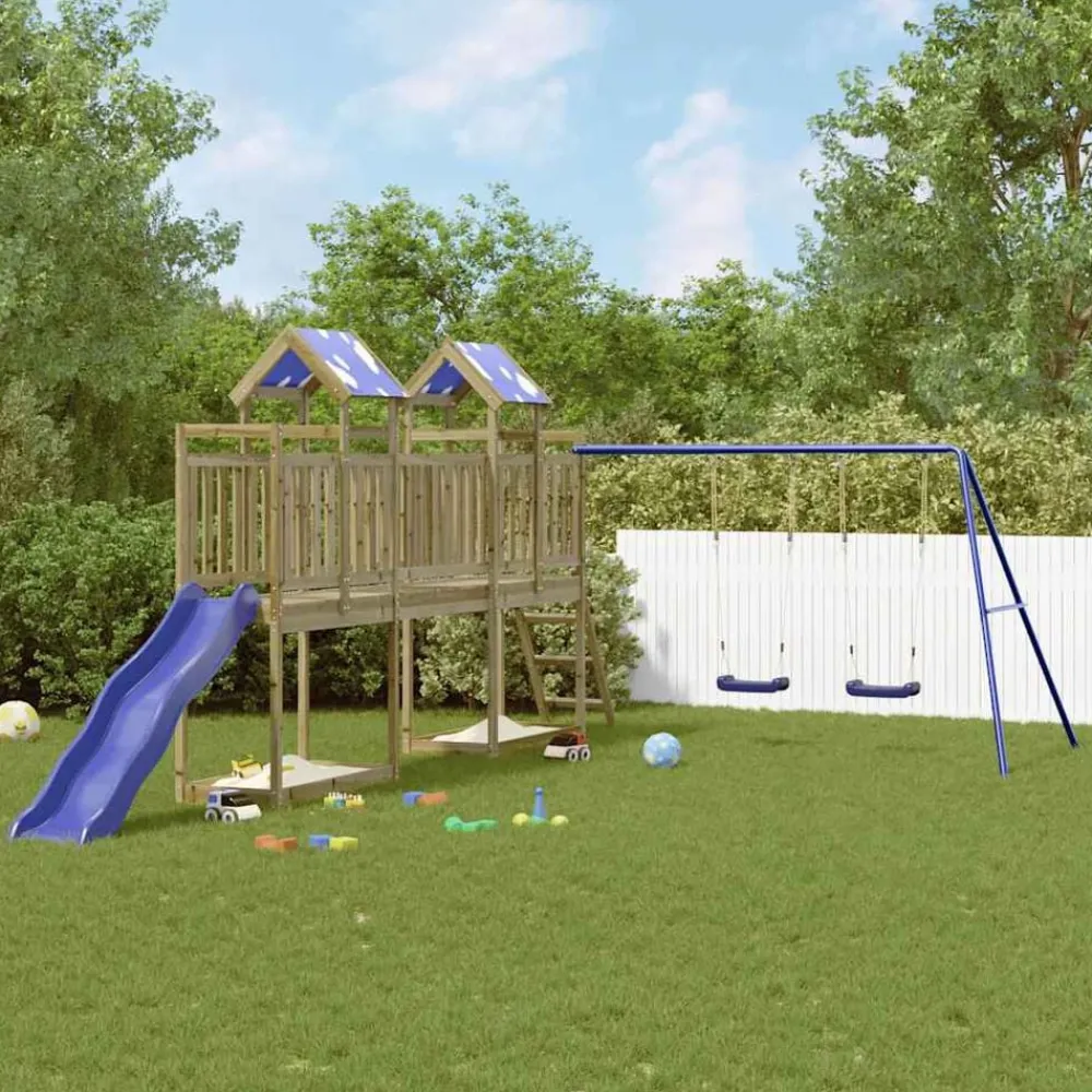 vidaXL Estructuras Para Juegos Al Aire Libre-Parque infantil de exterior madera de pino impregnada