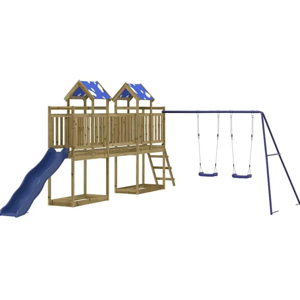 vidaXL Estructuras Para Juegos Al Aire Libre-Parque infantil de exterior madera de pino impregnada
