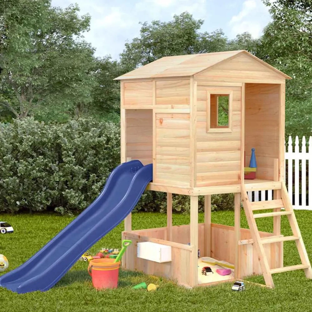 vidaXL Parque infantil de exterior madera maciza de abeto Marrón Sale