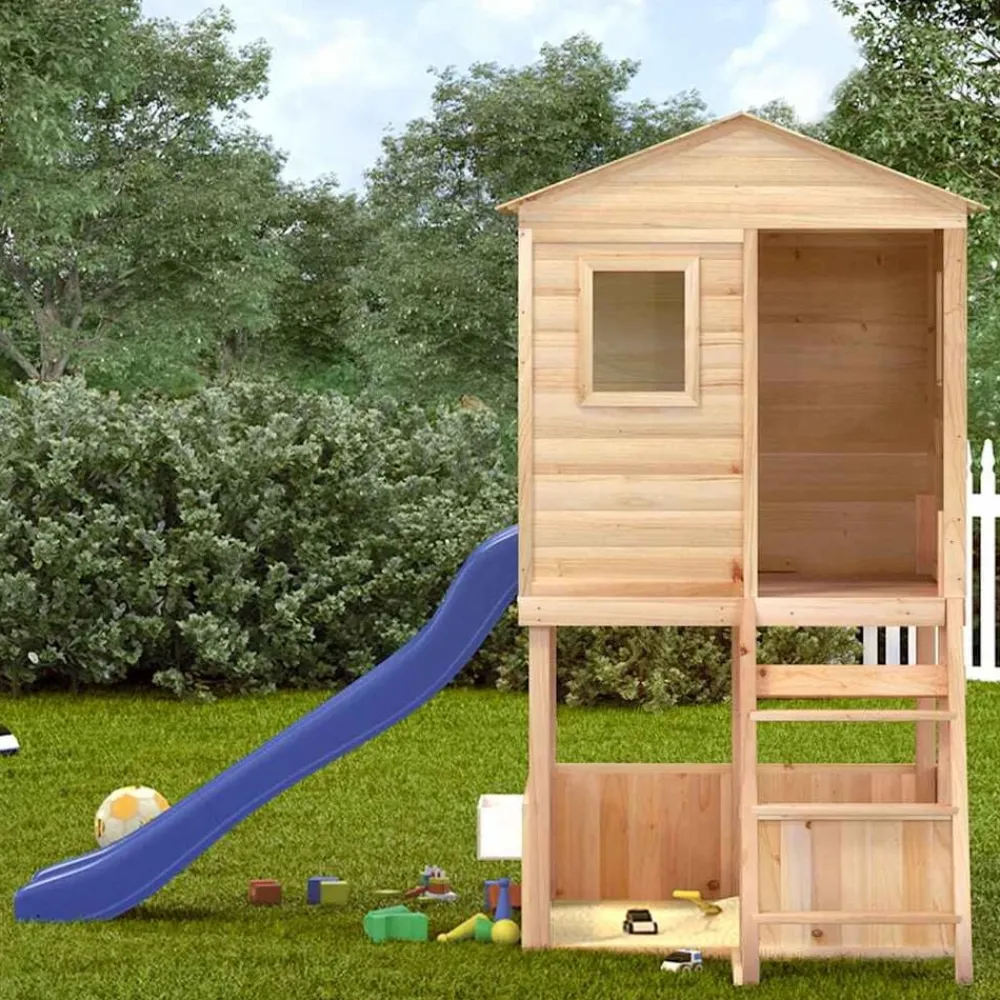 vidaXL Parque infantil de exterior madera maciza de abeto Marrón Sale