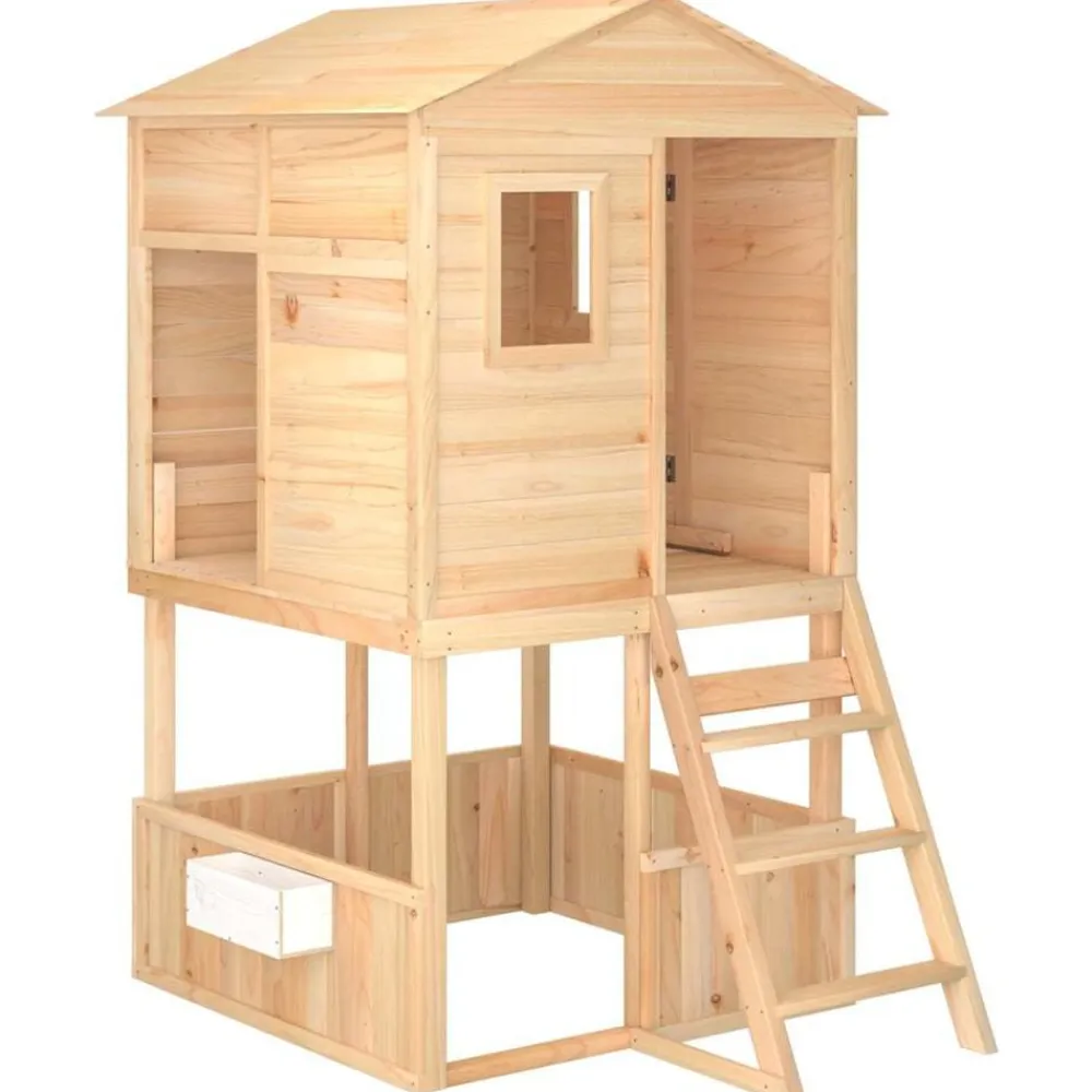 vidaXL Parque infantil de exterior madera maciza de abeto Marrón Sale
