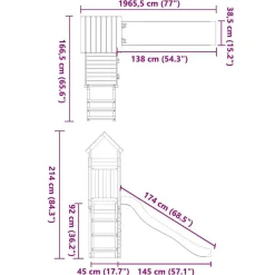 vidaXL Parque infantil de exterior madera maciza de pino
